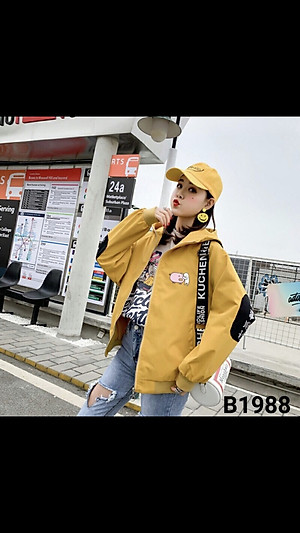 Áo khoác nữ dù in chú Heo