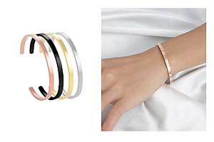 Vòng tay inox nam trơn hở hai đầu bản 6mm