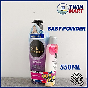 Dầu gội chăm sóc và nuôi dưỡng tóc Elastine Silk Repair Baby Powder 550ml sản xuất tại Hàn Quốc