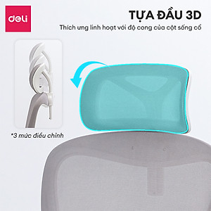 [ ] Ghế Xoay Văn Phòng Công Thái Học Cao Cấp Có Khóa Ngả Lưng 135 Độ Gối Tựa Đầu 3D Tựa Tay Điều Chỉnh Deli - Hỗ Trợ Đốt Sống Cổ Tối Ưu Tư Thế Ngồi - Bảo Hành 3 Năm - Ghế Làm Việc Tại Nhà, Văn Phòng