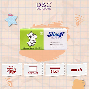 Giấy ăn Slisoft Trắng 100 tờ x 3 lớp, khăn giấy khô thân thiện môi trường không chất tẩy trắng an toàn cho cả gia đình