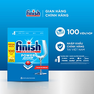 Viên Rửa Chén Bát Hương Chanh Finish Powerball Power Essential Lemon Sparkle - Túi 100 viên siêu tiết kiệm - 1 Túi