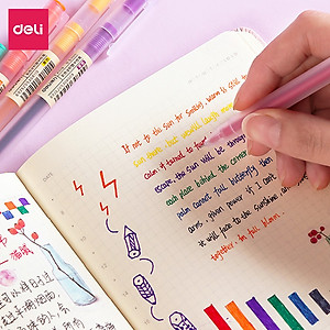 Bút bi gel 0.5mm nhiều màu Deli - Có nắp gài - 1 chiếc - Đỏ/ Xanh Dương/ Xanh Lá/ Tím/ Cam - A119