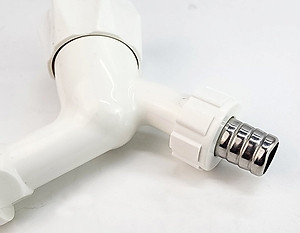 Bộ 3 vòi hồ tay núm tròn nhựa PP trắng, thân ngắn, ren 21-27mm Eurolife EL-HN05 (Trắng) (3 cái)