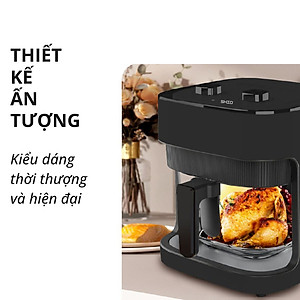 Nồi chiên không dầu thủy tinh Mishio MK373 - Dung tích 7 lít lòng nồi không bong tróc gỉ sét - Hàng chính hãng
