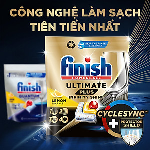 Viên rửa chén bát hương chanh Finish Ultimate plus All in 1, túi 33 viên - Dòng siêu cao cấp