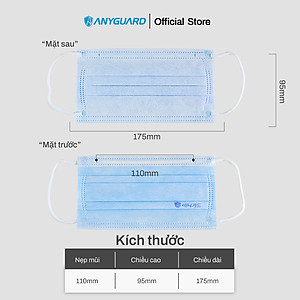Khẩu Trang Y Tế Hàn Quốc Chính Hãng ANYGUARD 3 Lớp Kháng Khuẩn, Vải Mịn An Toàn Cho Da Nhạy Cảm - Dành Cho Người Lớn (Hộp 50 cái)