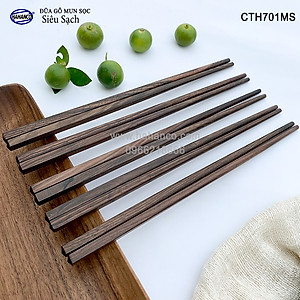 Đũa gỗ Tự nhiên trơn cao cấp (10 đôi) Chopstick of HAHANCO - CTH701MS - Sang trọng trên bàn ăn gia đình