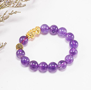 Vòng Tay Nam Đá Thiên Nhiên Phối Charm Tỳ Hưu Bạc Mạ Vàng 24K 12mm - Ngọc Quý Gemstơnes