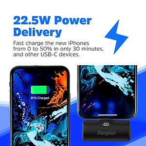 Sạc dự phòng Energizer 4,600mAh 3.6V Li-ion UE4600PQBK,Sạc nhanh PD 22.5W, bảo hành 24 tháng 1 đổi 1 - Hàng chính hãng