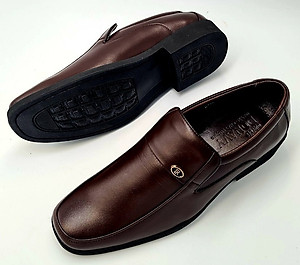 GIÀY LƯỜI NAM DA BÒ 100%, ĐÍNH KHUY R CAO CẤP, DA BÒ NAPPA MỀM MẠI, ĐÉ CAO SU CAO 3CM HỖ TRỢ TĂNG CHIỀU CAO