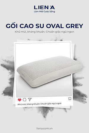 Gối Nằm Cao Su Thiên Nhiên  Liên Á Oval Grey  kích thước 45x65x12cm