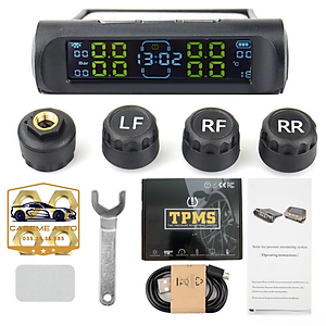 Cảm Biến Áp Suất Lốp TPMS Van Ngoài Có Cảnh Báo Giọng Nói Tiếng Việt - Năng Lượng Mặt Trời, Không Dây, Màn Hình LCD - Hàng Chính Hãng