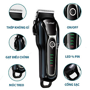 Tông đơ cắt tỉa lông thú cưng KEMEI KM-1991 có màn hình LED công suất mạnh mẽ điều chỉnh 2 mức tốc độ kèm kìm và dũa móng cắt lông chó, mèo