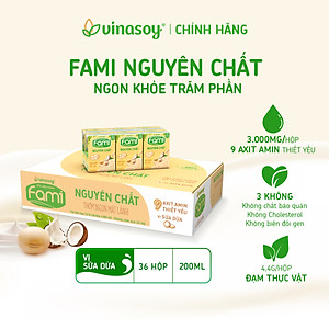 Thùng Sữa Đậu Nành Vinasoy Fami Nguyên Chất Vị Sữa Dừa (200ml x 36 Hộp)