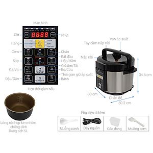 Nồi Áp Suất Điện Tử Philips HD2136 (5 Lít) - Hàng Chính Hãng