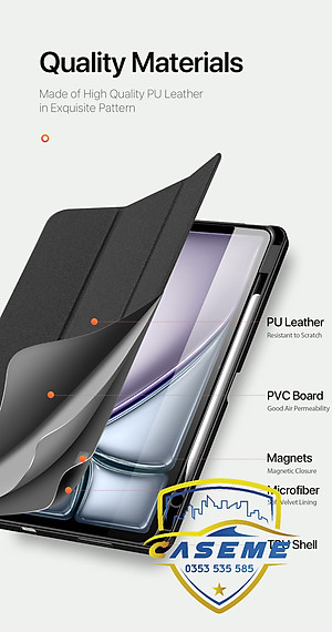 [iPad Air 6 M2] Bao Da Chính Hãng Dux Ducis Domo Kèm Khay Đựng Bút Dành Cho iPad Air 6 M2 -11 inch 2024. iPad Air 6 M2 - 13 inch 2024 - Hàng Nhập Khẩu 