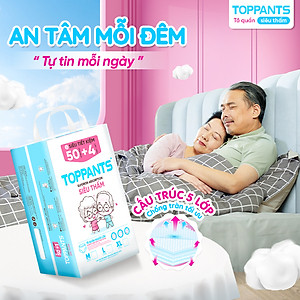 Tã/Bỉm Quần người lớn TOPPANTS Siêu Thấm, Chống Trào, Kháng Khuẩn Size M/L/XL (54 Miếng)