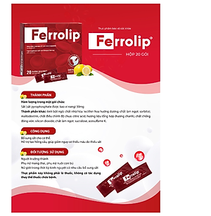 Sắt Bột Buccal Tan Ngay Trong Miệng Ferrolip Hộp 20 gói giành cho người thiếu máu đặc biệt các mẹ sau sinh