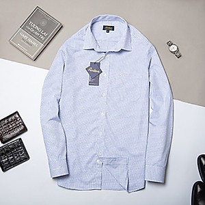 Áo Sơ Mi Nam Công Sở Trung Niên Thương Hiệu Anton Màu Xanh Dương Dài Tay Kẻ Caro Trắng Xanh Vải Cotton – AC154