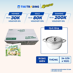 Thùng 24 Gói Mì Koreno Rong Biển Vị Ngao 102g