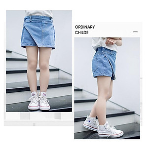 Quần jean ngắn giả váy cho bé gái Easy Baby, váy jean thời trang cho bé từ 14-26kg (JS-425G)