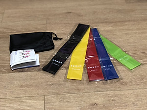 Combo 5 dây đàn hồi tập thể dục, bộ dây kháng lực Miniband + Giấy hướng dẫn sử dụng