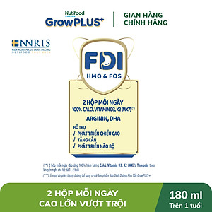 Thùng Sữa Bột Pha sẵn Nutifood GrowPLUS+ Cao Lớn Vượt Trội trên 1 tuổi (24 hộp x 180ml)