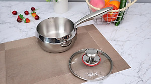 Quánh táo inox 304 đúc liền khối 14cm vung kính – SKM3844 - hàng xuất Nhật