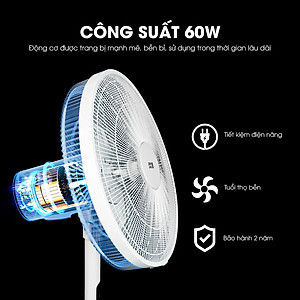 Quạt điện, quạt cây có điều khiển LEBENLANG LBL1864, chế độ hẹn giờ, công suất 60w, bảo hành 2 năm – hàng chính hãng