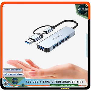 Hub Type C FIRO Và Hub USB FIRO 3.0 Adapter 4in1 - Bộ Chia USB FIRO Ra Nhiều Cổng Kết Nối Chuyển Đổi Cho Laptop,PC, Máy Tính Đa Năng - Hub FIRO Hỗ Trợ Sạc Pin, Kết Nối Đa Năng Ổ Cứng, Bàn Phím, Chuột, Máy In, Thiết Bị Chia Ổ USB - Hàng Chính Hãng