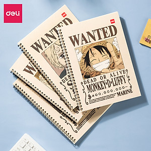 Sổ tay ghi chép gáy xoắn kẻ ngang A5 B5 60 trang hình Vua cướp biển One Piece Deli - Phù hợp học sinh văn phòng - Mẫu ngẫu nhiên - EN004