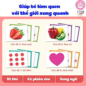 Bộ 100 Thẻ Học Thông Minh Flash card 10 Chủ Đề Song Ngữ Anh Việt Chuẩn Glenn Doman Có Quét Mã File Nghe - Lalala Baby