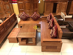 Bộ sofa góc tay trơn thanh lịch gỗ sồi Nga