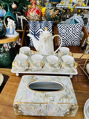 HỘP ĐỰNG GIẤY ĂN BẮNG SỨ VÂN ĐÁ CAO CẤP - VD62