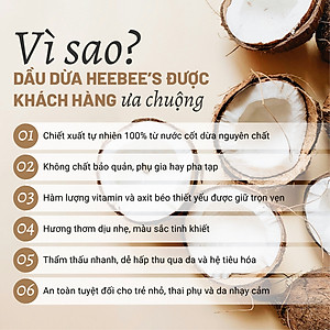 Dầu Dừa Nguyên Chất Ép Lạnh Heebee’s 100% Tự Nhiên, Không Mùi, Đa Năng, Dưỡng Ẩm Da & Tóc 50/150ml