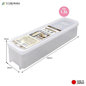 Hộp đựng đũa thìa, mỳ ống cất gọn có nắp đậy Sanada 1.3L hàng Made in Japan