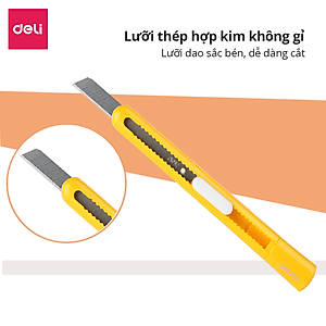 Dao rọc giấy mini nhỏ 80mm Deli - 4 màu Xanh dương/ Cam/ Trắng/ Vàng - 2025