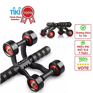 Con lăn tập cơ bụng - Con lăn tập bụng 4 bánh tặng kèm thảm tập (Giao màu ngẫu nhiên) - Chính hãng dododios