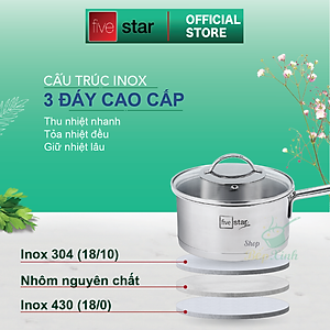 Bộ 5 Nồi 3 Đáy Inox 304 Kiểu Sillic Fivestar FS10CG2