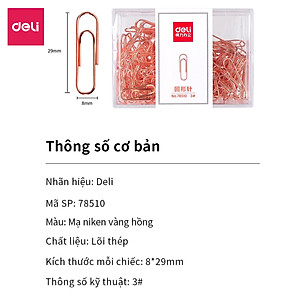 Ghim Vòng Deli - Mạ Vàng Hồng - 160 Chiếc /1 Hộp - 78510