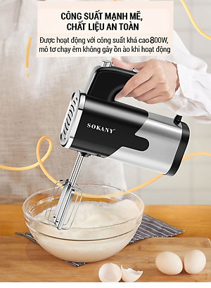 Máy đánh trứng cầm tay SOKANY 800W có 5 tốc độ điều chỉnh chuyên dụng SK-6621- Hàng chính hãng