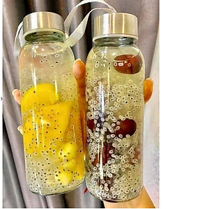 Combo 10 Chai Thủy Tinh đựng nước 500ML - Nắp Thiếc vặn có dây treo (Bình thủy tinh đựng nước, đựng sữa - Chai thủy tinh đựng nước ép)