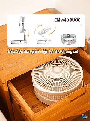 Quạt đứng tích điện P2000 thông minh không dây, điều khiển từ xa có đèn ngủ, gấp gọn lưu trữ tiện lợi, linh hoạt xoay quay tự động, hàng chính hãng