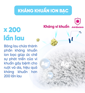 Cây Lau Nhà MyJae Đài Loan Sợi Microfiber Tự Vắt Kháng Khuẩn Ag+ 120cm