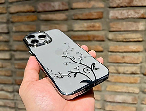 Ốp lưng cho iphone 15 pro max Memumi hoa đính đá Swarovski cực sang siêu mỏng nhẹ - hàng chính hãng
