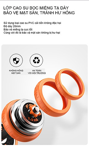 Bộ Tạ Tay Tháo Lắp 30kg Đa Năng FED730 Nhập Khẩu Chất Liệu Gang Mạ Niken