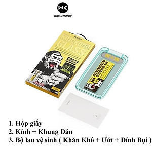 Kính Cường Lực KingKong Có Khung Tự Dán, Ngăn Bụi Loa Dành Cho iPhone - Full Hộp, Dán Full Màn - Hàng Chính Hãng