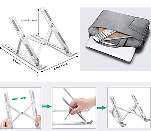 Giá Đỡ Laptop Bằng Hợp Kim Nhôm Chắc Chắn Hỗ Trợ Tản Nhiệt, Có Thể Gấp Gọn, Chỉnh Độ Cao Theo Nhu Cầu Sử Dụng GD02 Hàng Chính Hãng