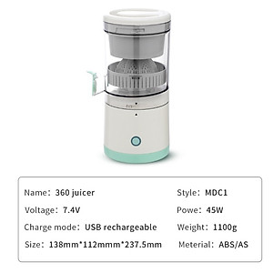 Máy Vắt Cam Tự Động, Máy Ép Hoa Quả Thông Minh, Dùng Sạc USB - Hàng Nhập Khẩu